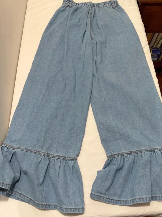 SHEIN Light Blue Flare Ruffle Jeans - Picture 5 of 7